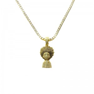 Zircon solid explosive head hip hop Necklace