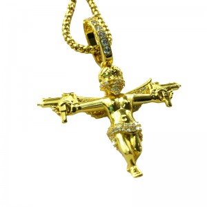 UZI Double Gun Angel Pendant Necklace