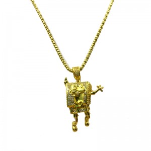 Inlaid zircon SpongeBob hip hop Necklace