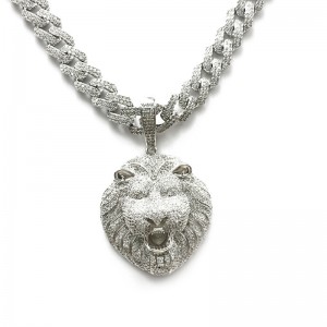 Real Gold Plated Personalized Hip Hop Copper Lion Head Pendant With Cuban Chain Necklace