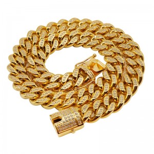 Single row 3 diamond hip hop CUBAN CHAIN